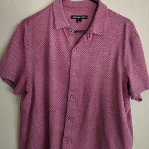 Michael Kors Men's Casual Button-Down Shirt in Textured Pink